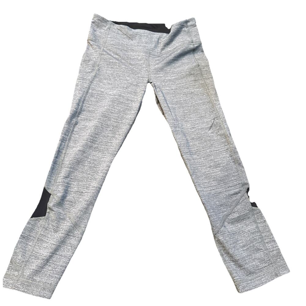 Lululemon Pace Rival Crop Leggings Size 6 Gray Black